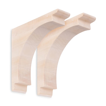 Arch Corbel (2 Count, Medium) | 7" x 7" x 13⁄4" Unfinished Hardwood Bracket w/Pre-Installed Keyhole Plate