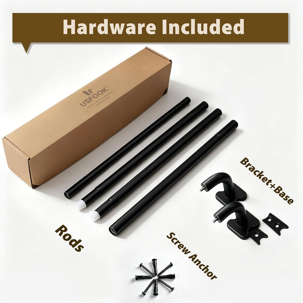 Black Wrap Around Curtain Rods, Blackout Curved Drapery Rod | 3/4 Inch Diameter, Room Darkening Design