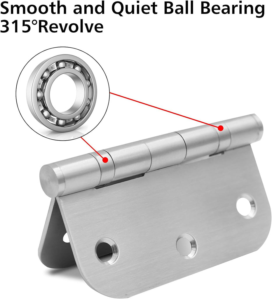 3 Pack 3.5 x 3.5 Inch Stainless Steel Door Hinges 3.5 x 3.5 Inch Silver Ball Bearing Door Hinges with 5/8 Radius