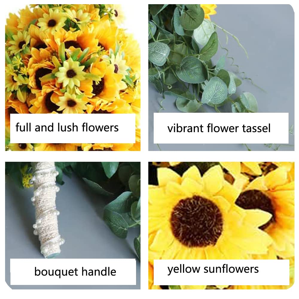 Wedding Bouquets, Artificial Sunflower Artificial Flower Bouquet Bride Bridesmaid Water Fall Wedding Ceremony Proposal