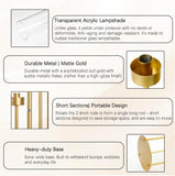4pcs Gold Candelabra 3 Arm Taper Candle Holders with Acrylic Lampshade, 33.8'' Tall Candelabra Centerpiece for Table
