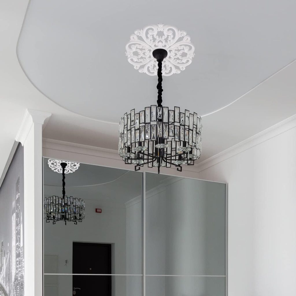 24" OD x 5" ID White Ceiling Medallion 4-Piece Set Ceiling Medallion for Chandelier Decoration, Quick and Easy