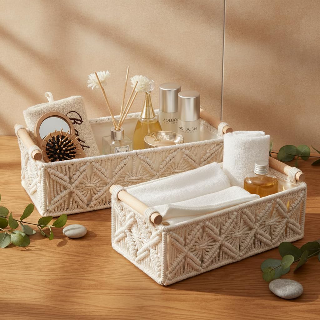 Boho Decor Cute Woven Gift Basket Small Storage Baskets for Organizing