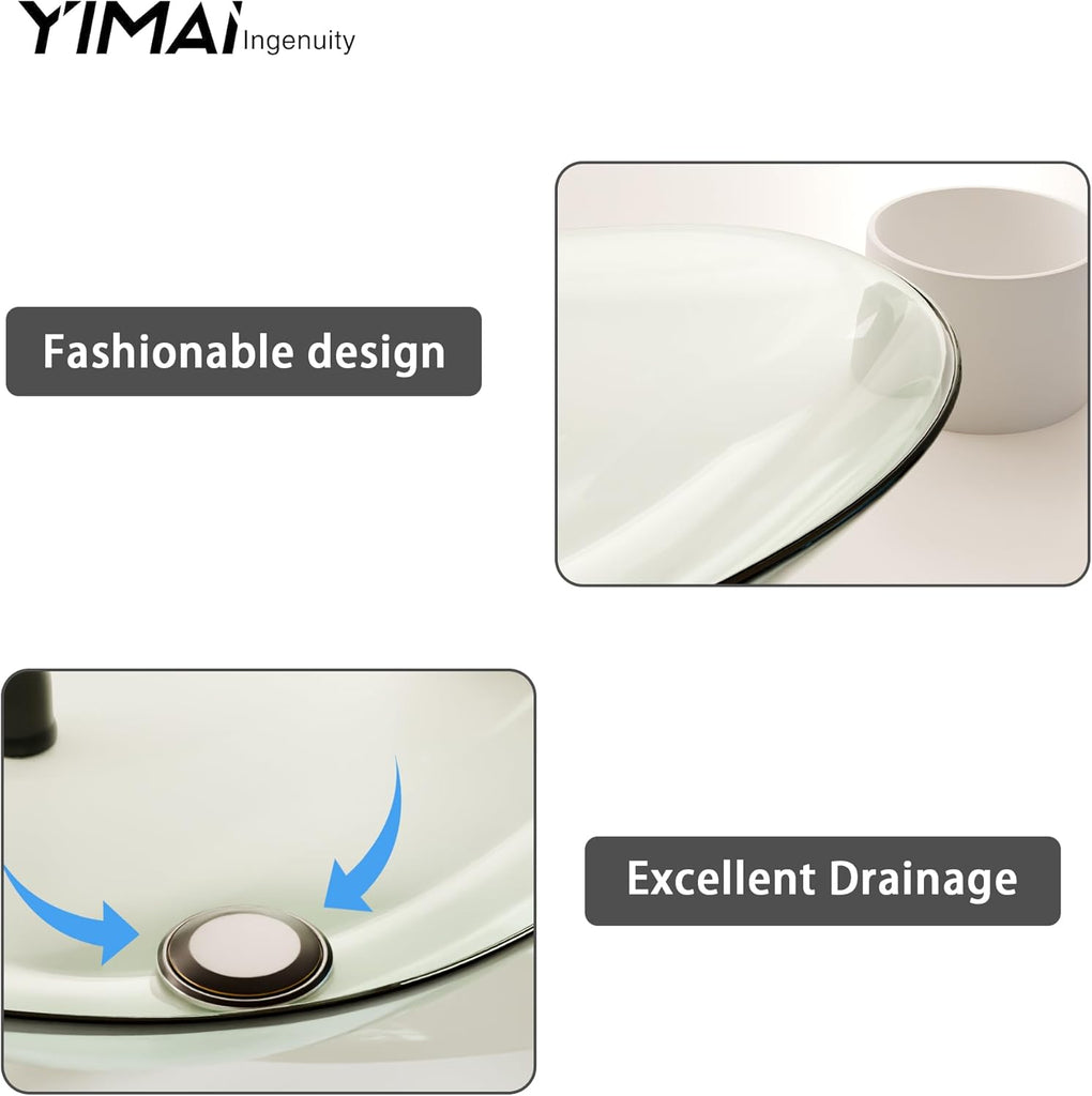 Glass Vessel Sink, Above Counter Oval Bathroom Vanity Sink