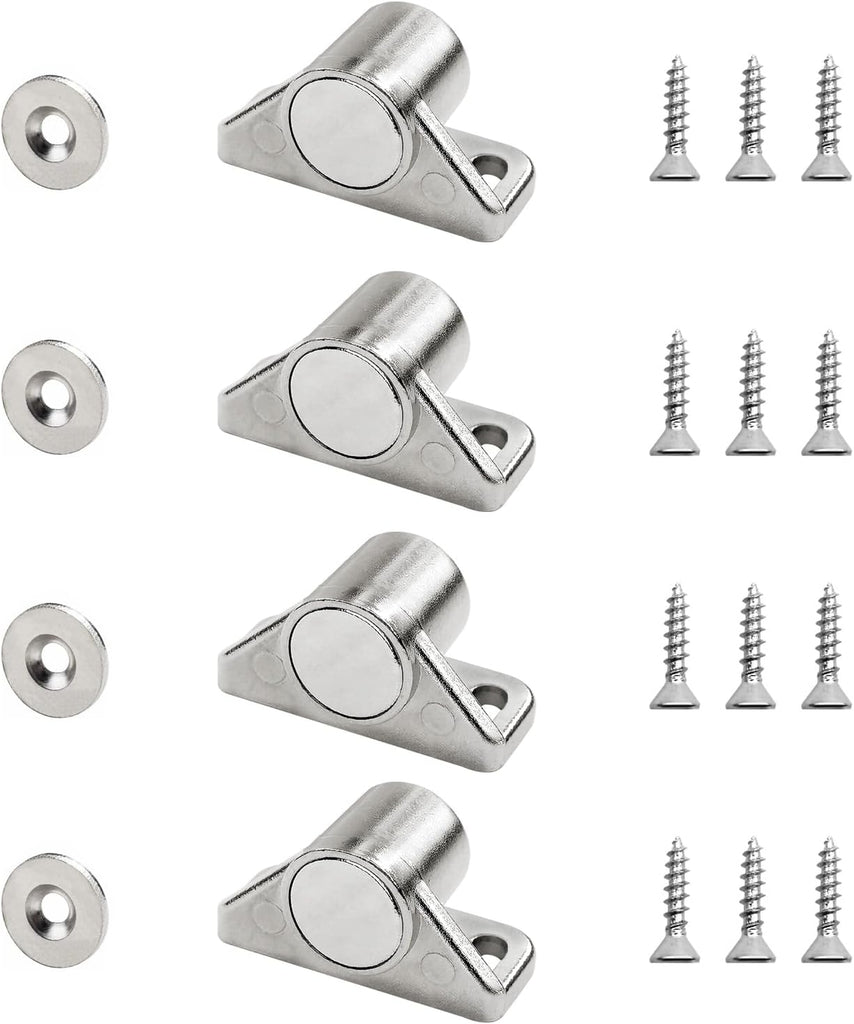 4 Pack Cabinet Magnets, Neodymium Magnetic Cabinet Door Catch - Silver