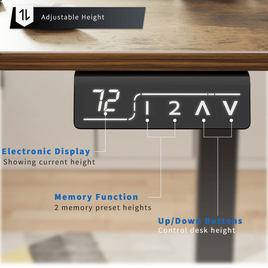Height Adjustable Electric Standing Desk, Memory Home Office Sit Stand up Desk with Phone Holder and USB Charging