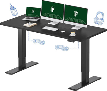 63"x28" Electric Standing Desk, Black | Dual Motor, 198 LBS Capacity, Spacious Workspace, Multi-Monitor Setup, Home