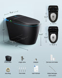 Black Smart Toilet with Bidet Built In, Auto Open/Close Lid, Heated Seat, Warm Wash & Dryer, Night Light
