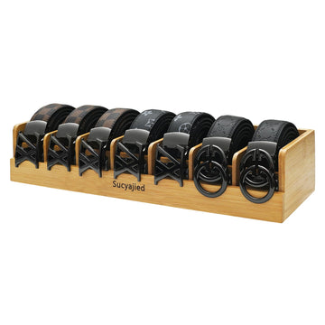 Belt Organizer, 7 Compartments Belt Organizer for Closet and Drawer, Bamboo Tie and Belt Storage Case, Belt Holder