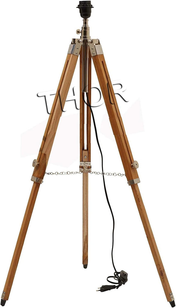 Vintage Classic Teak Wood Tripod Floor Lamp Nautical Floor Shade lamp Home Decor (Shade is Not Included) Rustic