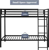 Metal Bunk Bed Twin Over Twin for Junior & Adults with Ladder and Heavy Duty Guardrail