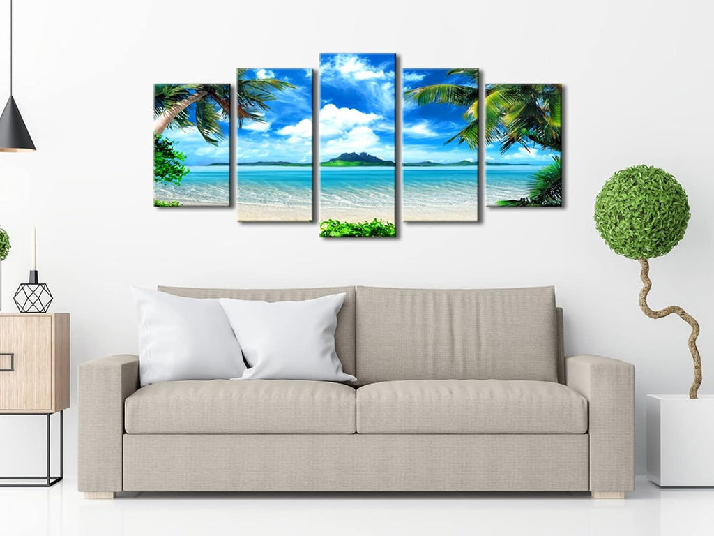 5 Piece Canvas Prints Wall Art Kitchen Home Decorations Large Modern Gallery Wrapped Pretty Landscape Blue Ocean