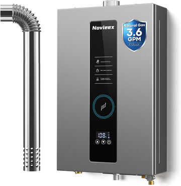 Tankless Water Heater, Novieex On Demand Water Heater Natural Gas, Up to 3.6 GPM, 86