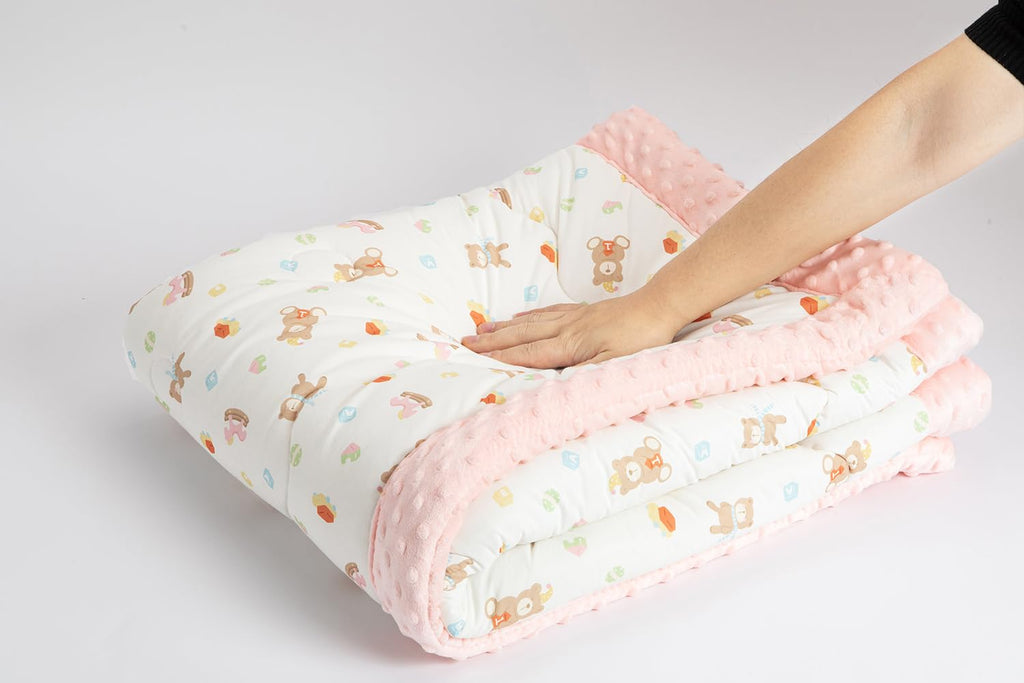 Baby Comforter 40"x40", Lightweight Down Alternative Quilted Blanket for Pack n Play, Bassinet & Crib, Soft Minky