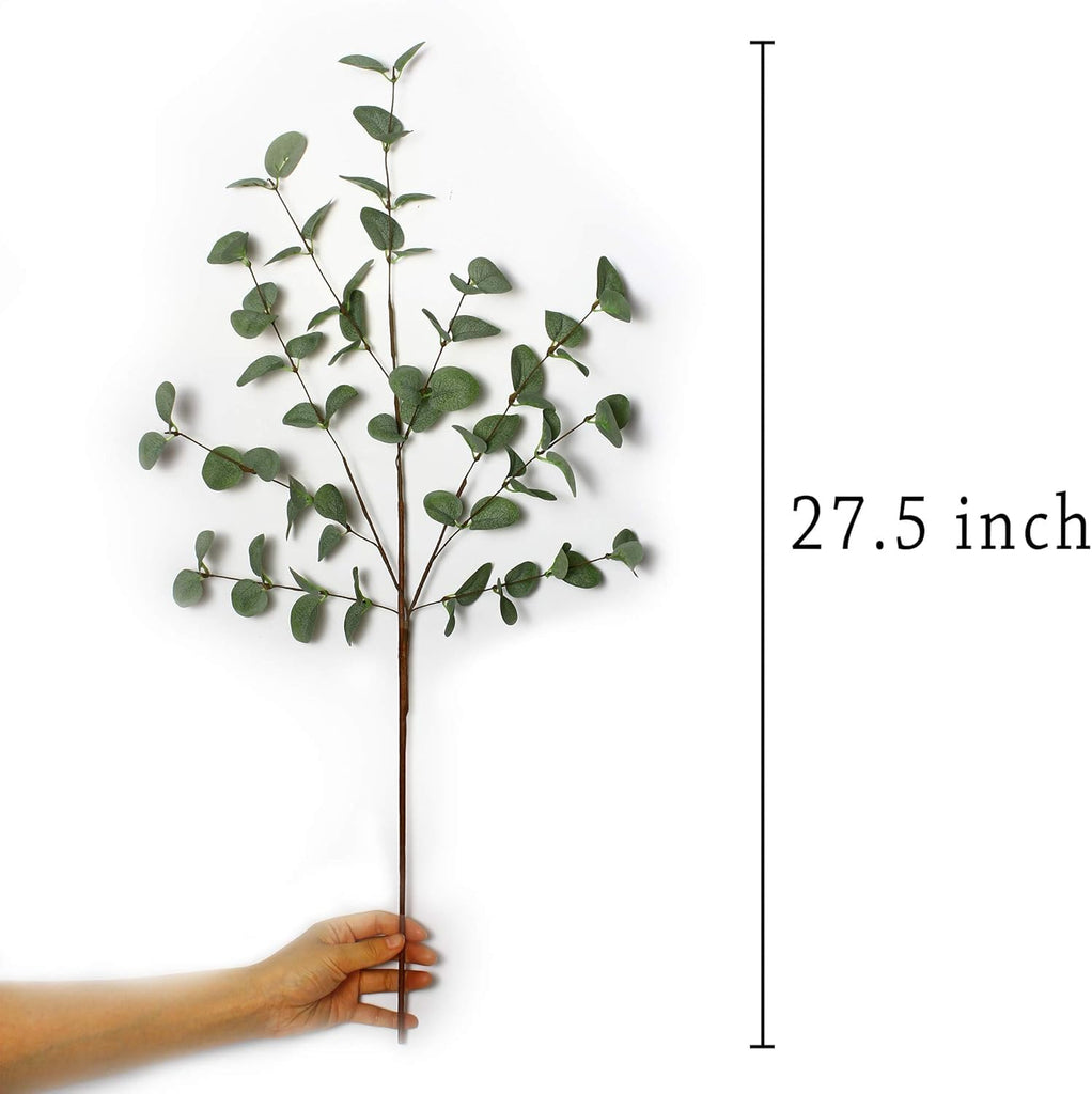 12 Pcs 27" Eucalyptus Stems Greenery Stems Eucalyptus Leaf Spray in Green Silk Plastic Plants Floral Artificial