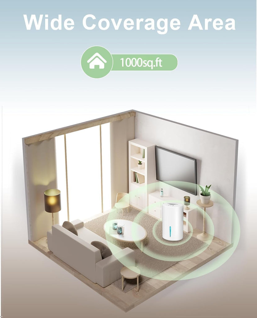 Small Dehumidifier for Bedroom up to 1000 Sq.Ft, 68 OZ Water Tank Dehumidifier for Home with Auto Shut-Off