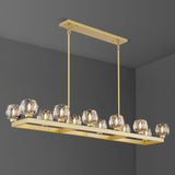 54 Inch Brass Rectangle Chandeliers for Dining Room, Gold Rectangular Chandelier Over Table, Modern Crystal Long Chandelier, Farmhouse Large Linear Chandeliers for Kitchen Island A126-B0DT4D6LNJ