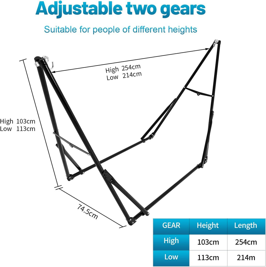 Portable Hammock with Stand for Outside or Inside,No Tree Required | 1 Minutes Tool-Free Setup | Adjustable Hammock