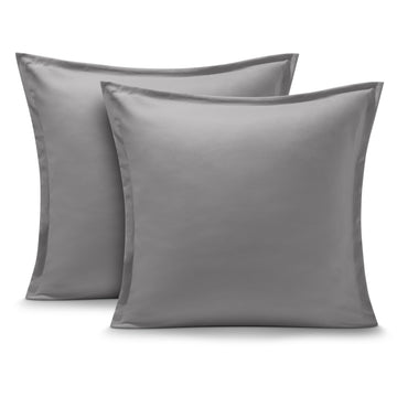 Pillow Sham Covers 1800 Ultra-Soft Set of 2 (Euro, Light Grey)