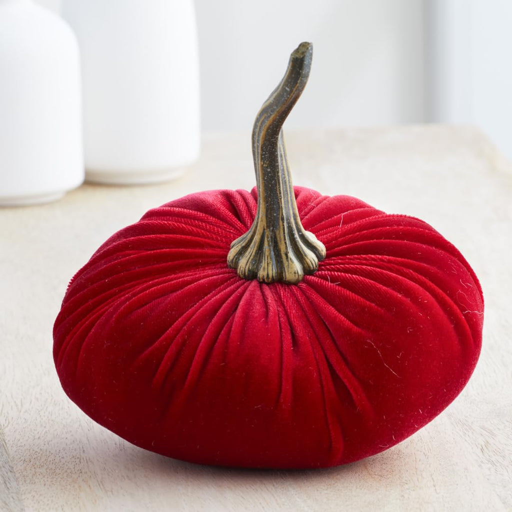 Red 6.25 inch Velvet Pumpkin (Red)