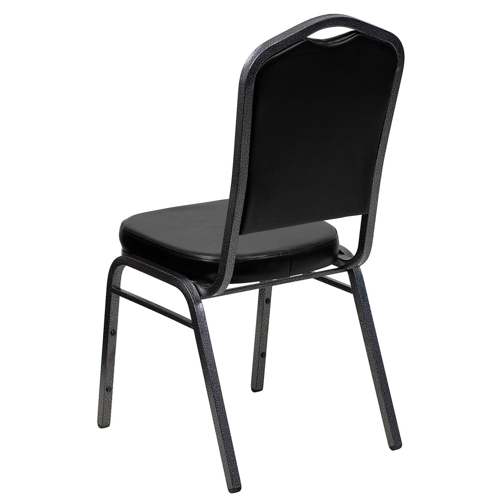 Crown Back Stackable Banquet Chair, Silver, 4-Pack