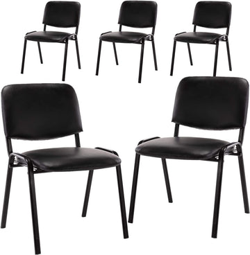 Leather Waiting Room Chairs Stackable Conference Room Chairs No Wheels Office Guest Chair for Reception School