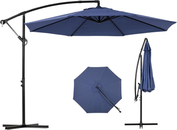 10FT Cantilever Patio Umbrella - Outdoor Offset Hanging Umbrella with Smooth Crank, Tilt Adjustment & UV Protection
