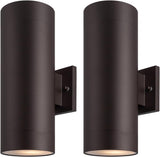 14" Modern Outdoor Porch Light Patio Light in 2 Lights with Aluminum Cylinder and Tempered Glass Cover Waterproof Wall Sconce 2 Pack (Oil Rubbed Bronze) A123-B0DNMZC3J2