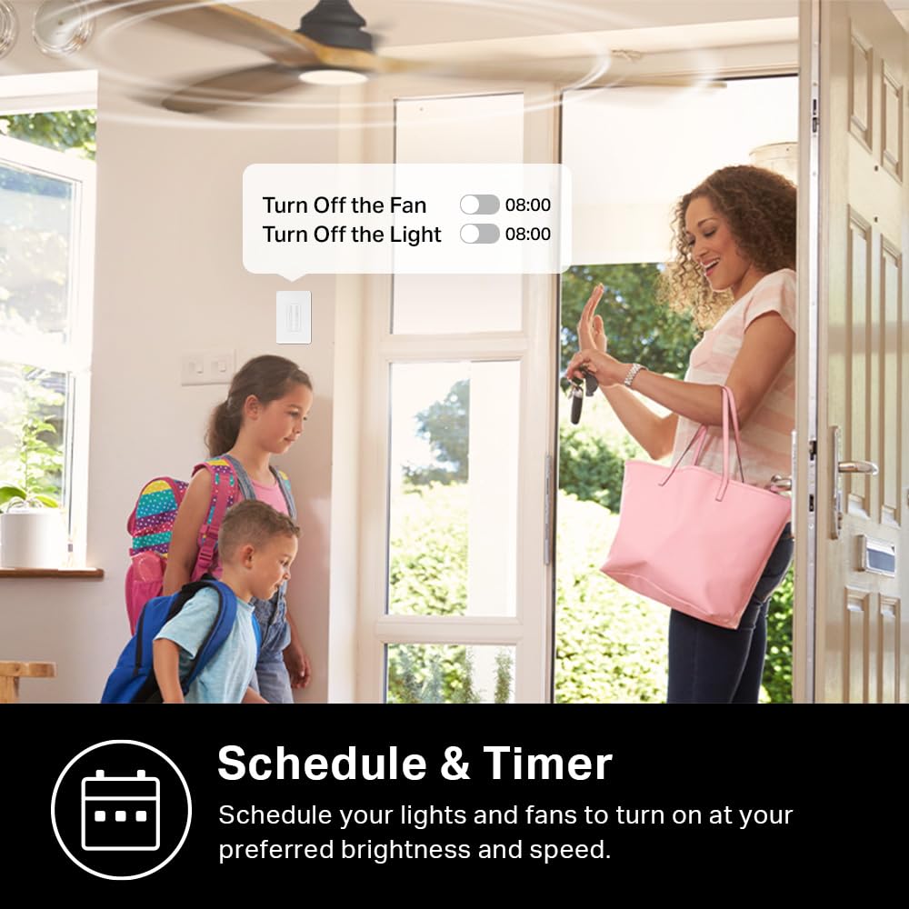 Ceiling Fan Control & Dimmer Switch | Adjustable 4-Speed Fan & Brightness Control | Works w/Apple HomeKit