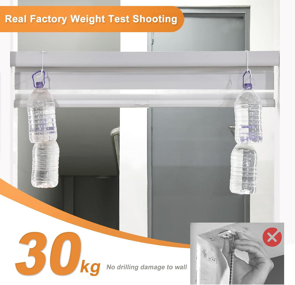 No Drill No Tool Custom Size Zebra Blind Dual Layer Privacy for Day and Night Window Blinds Light Filtering Cordless