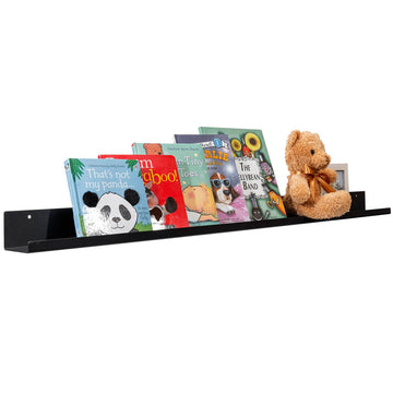 48 Inch Floating Picture Ledge Shelf, Black Metal Wall Mount