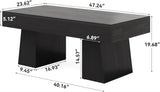 Farmhouse Coffee Table, 47 Inches Wooden Rectangular Accent Center Tables with Thick Base