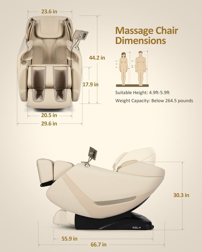 Massage Chair Full Body, Zero Gravity, Airbag Shiatsu, SL-Track, Beige | Zero Gravity Massage Chair with 13 Modes