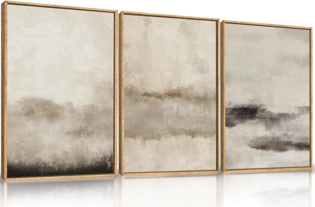 HPINUB Minimalist Large Abstract Framed Canvas Wall Art Set-16"x24"x3 - Set of 3