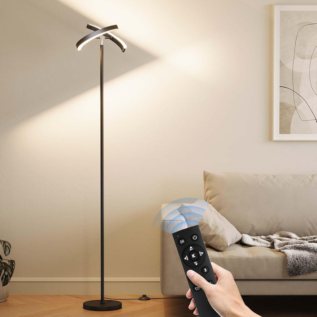 Floor Lamps, 28W/1600LM Bright LED Floor Lamp with Remote & 2 Rotatable Lights, 74" Dimmable Tall Standing Lamp