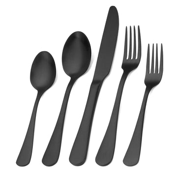 Matte Black Silverware Set, Satin Finish 20-Piece Stainless Steel Flatware Set,Kitchen Utensil Set Service