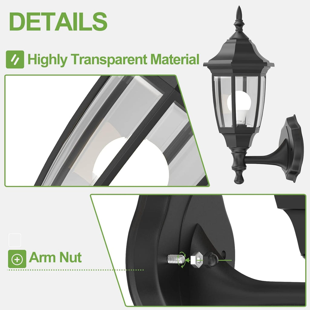 Outdoor Porch Light，Exterior Waterproof Wall Light Fixtures, Special Handling Anti-Corrosion Plastic Material