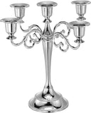 Candelabra Candle Holders, 5 Arm Metal Candlestick Stand for Taper Candles, 10.5 inch Tall Candle StandDecor, Silver
