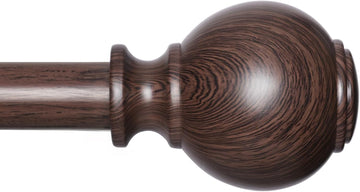 Wood Curtain Rods for Windows,1 inch Heavy Duty Window Curtain Rods with Imitation Wood Grain Finials