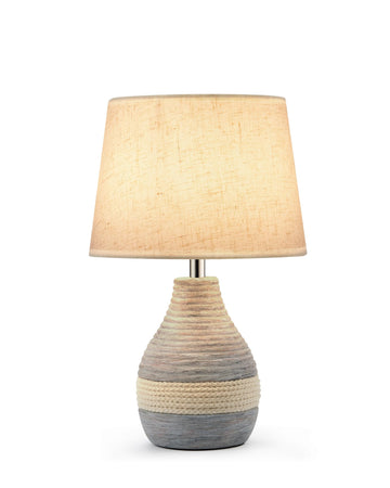 13" Small Ceramic Cordless Table Lamp, Rechargeable Battery, Coastal