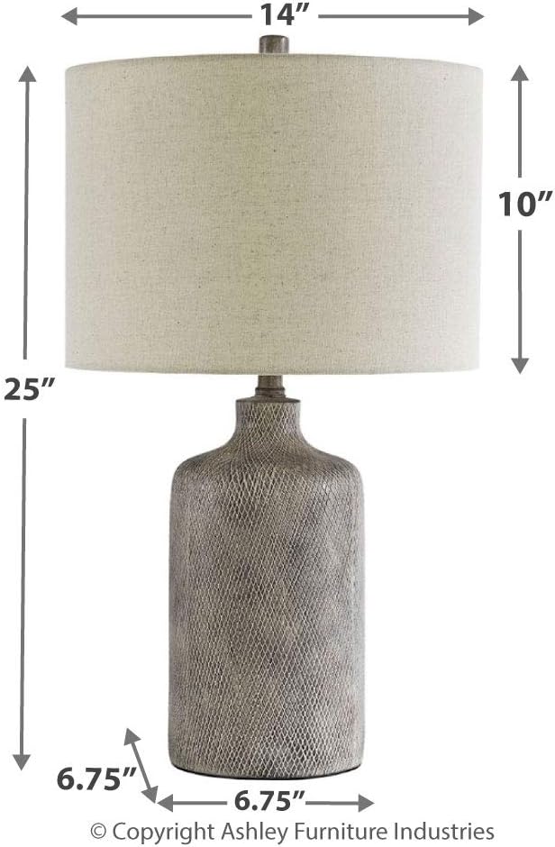 Signature Design by Ashley Linus Modern 25" Ceramic Table Lamp, Natural Stone Finish