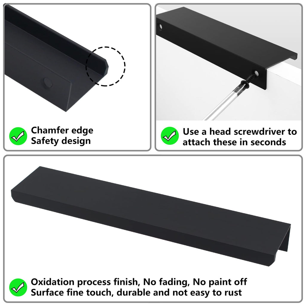 30 Pack Modern Kitchen Cabinet Handles, Black Finger Pulls Drawer