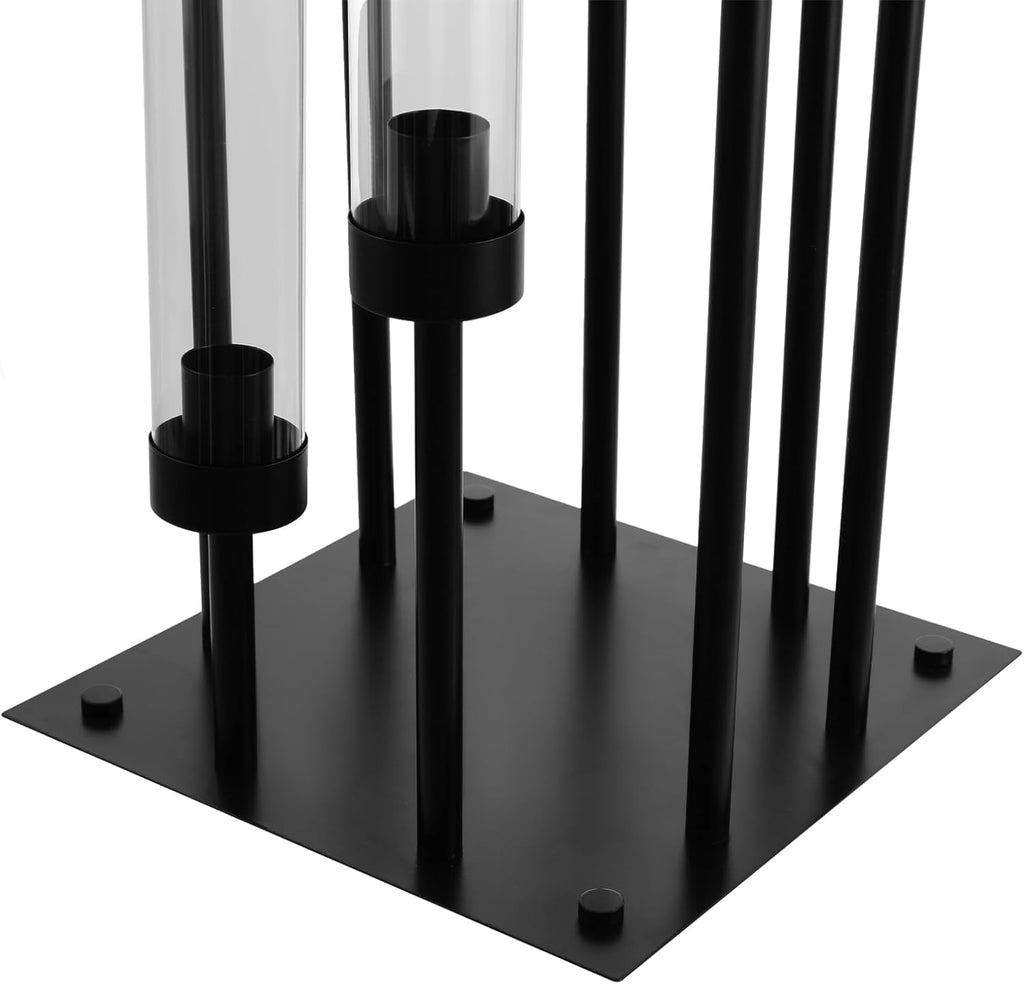 8-Arms Black Floor Candle Holder, Set of 2 Modern Candelabra with Acrylic Shades for Table Centerpiece, Home Decor