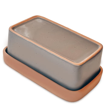 Two-in-One Butter Dish with Lid, Covered Crock Container to Leave on Countertop - Large Storage