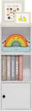 LUDER Book Shelf, 3-Tier Modern Bookshelf, Bookcase with 1 Door Storage Cabinet, 9.3 x 12 x 31.5