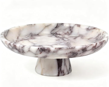 Natural Marble Fruit Bowl, Pedestal Bowl,Calacatta Viola | Natural marble pedestal bowl for fruit, keys, and decor on