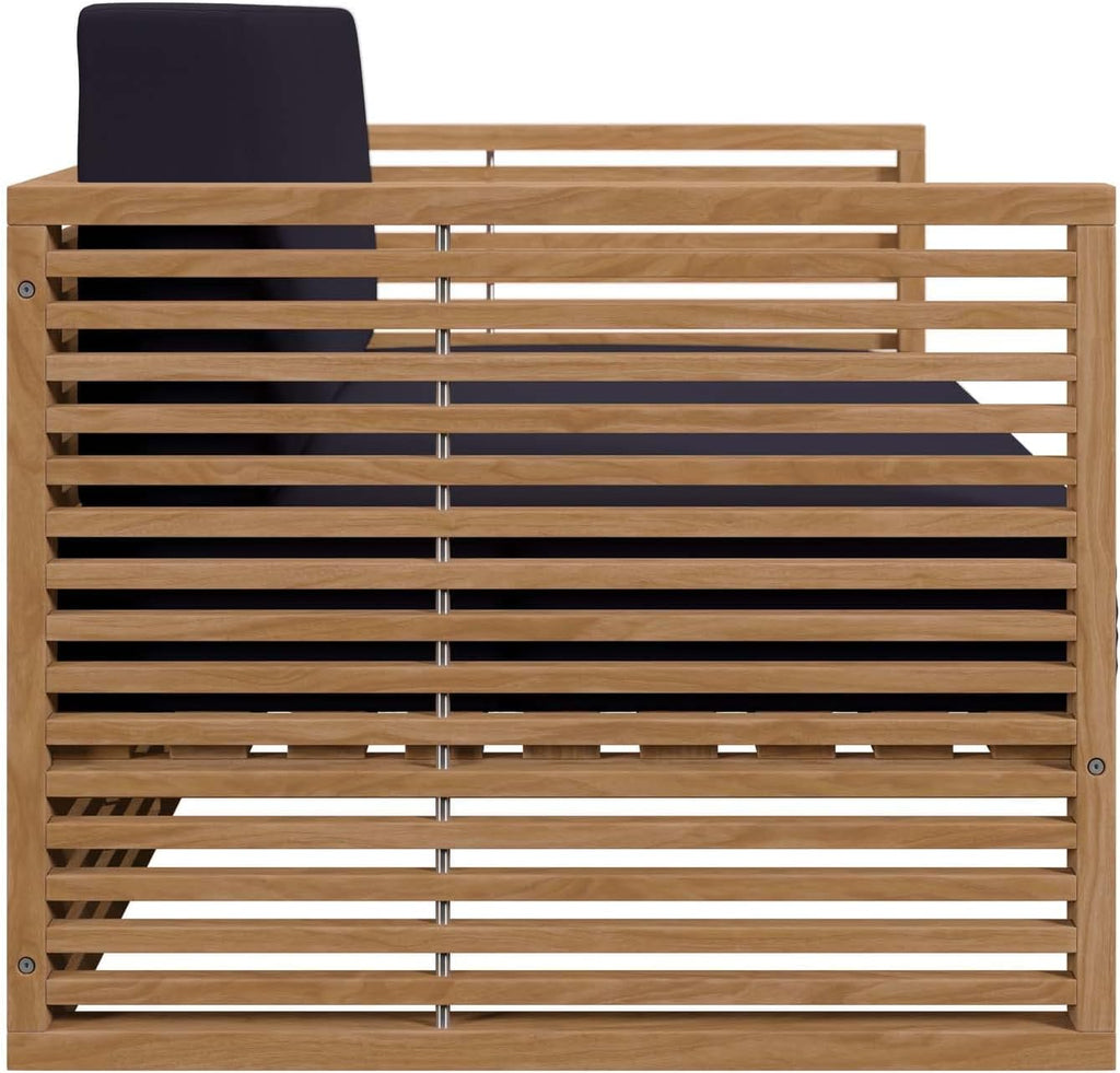 Carlsbad Outdoor Patio Teak Wood Loveseat in Natural Navy