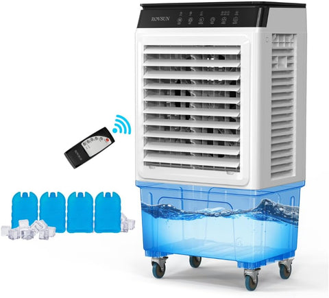 2300CFM Portable Air Cooler, 7.9Gal/30L Evaporative Swamp Cooler, 3-IN-1 Cooling Fan with Remote Control