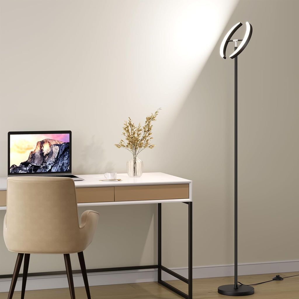 Floor Lamps, 28W/1600LM Bright LED Floor Lamp with Remote & 2 Rotatable Lights, 74" Dimmable Tall Standing Lamp