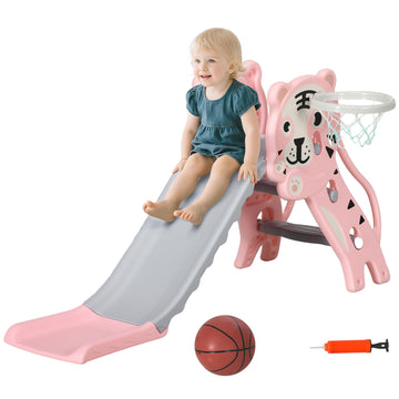 3 in 1 Toddler Slide for Indoors Toy for Toddler 18- Pink